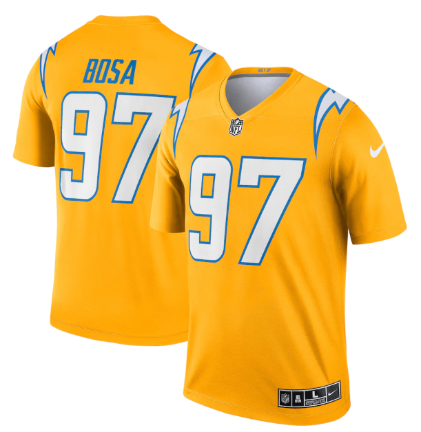 Men's Los Angeles Chargers #97 Joey Bosa Gold Inverted Legend Stitched Football Jersey